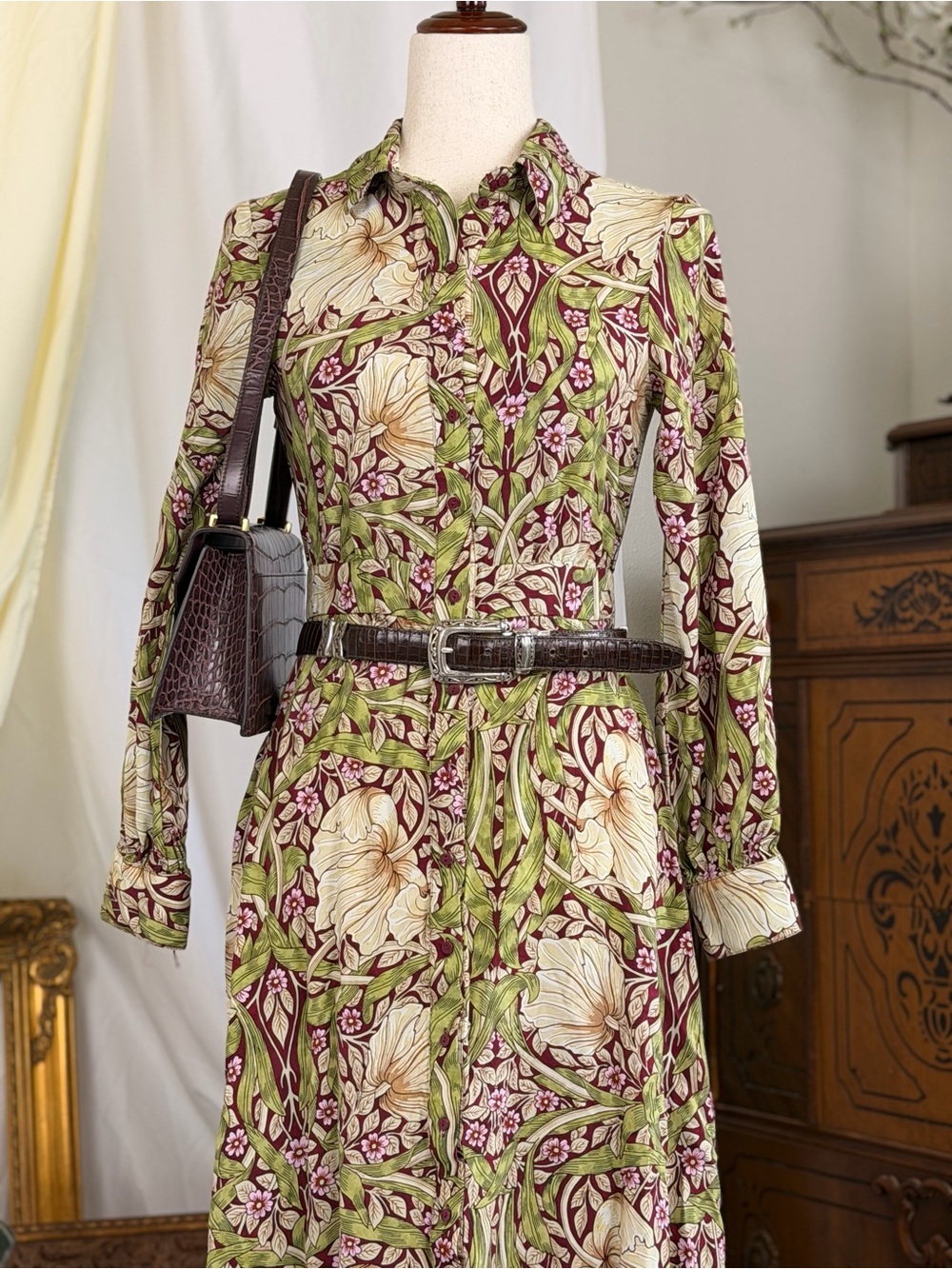 H&M William Morris collab floral cottagecore Fairy midi maxi dress long sleeves - Picture 3 of 8